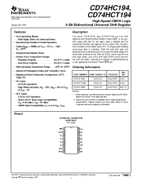 Datasheet CD74HCT194E manufacturer TI